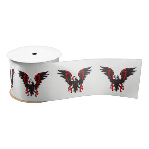 Roter und schwarzer Adler des bunten Cartoon Satinband