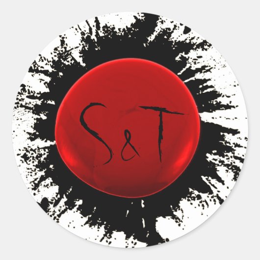 Roter und Schwarzer Anfangswax und Tintenstrahl-Um Runder Aufkleber (Vorderseite)