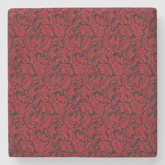 ROTER UND SCHWARZER BELAUBTER ENTWURF STEINUNTERSETZER (Vorderseite)