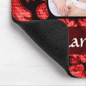 Roter und schwarzer Blumendamast Mousepad (Ecke)