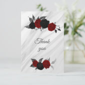 roter und schwarzer botanischer Marmor Dankeskarte (Stehend Vorderseite)