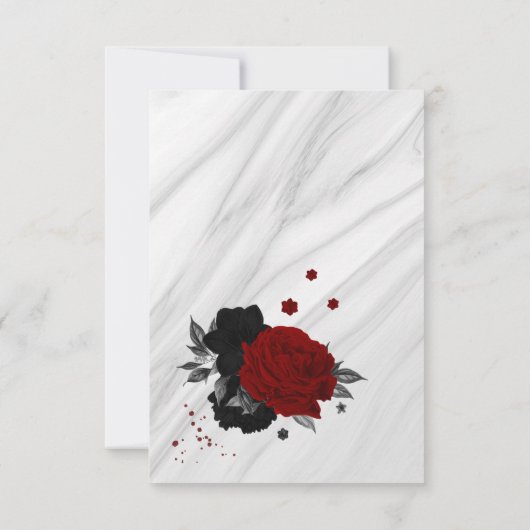 roter und schwarzer botanischer Marmor Dankeskarte (Rückseite)