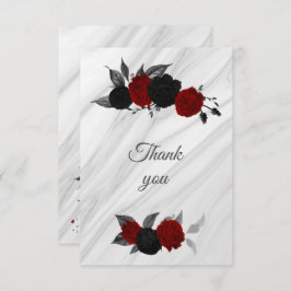roter und schwarzer botanischer Marmor Dankeskarte