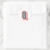 roter und schwarzer Buchstabe Q Runder Aufkleber (Tasche)