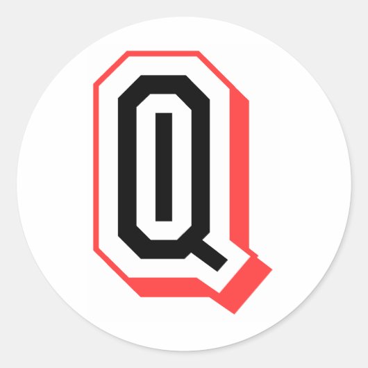 roter und schwarzer Buchstabe Q Runder Aufkleber (Vorderseite)