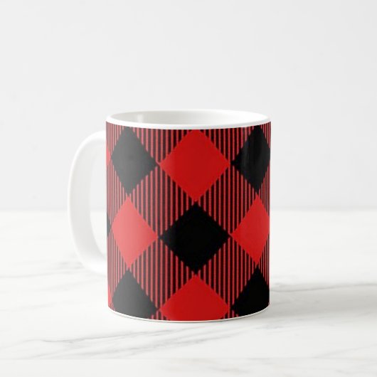 Roter und schwarzer Büffel-karierte Kaffee-Tasse Kaffeetasse (Vorderseite Links)