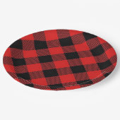 Roter und schwarzer Büffel-karierter Pappteller (Schrägansicht)