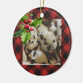 Roter und schwarzer Büffel-kariertes Keramikornament (Links)