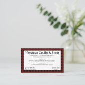 Roter und schwarzer Büffel-kariertes rustikales Visitenkarte (Stehend Vorderseite)