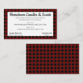 Roter und schwarzer Büffel-kariertes rustikales Visitenkarte (Vorne/Hinten)