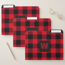 Roter und schwarzer Büffel-Karo-Monogramm