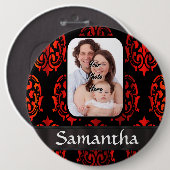 Roter und schwarzer Damast Button (Vorne & Hinten)