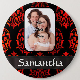 Roter und schwarzer Damast Button