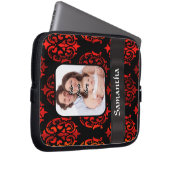 Roter und schwarzer Damast Laptopschutzhülle (Vorne Rechts)
