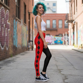 Roter und schwarzer Diamant-Harlekin  Leggings