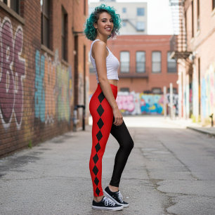 Roter und schwarzer Diamant-Harlekin  Leggings