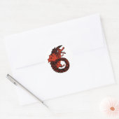 Roter und Schwarzer Drache Nummer 6 Sechs Runder Aufkleber (Umschlag)