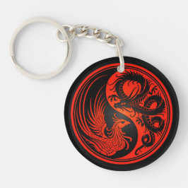 Roter und schwarzer Drache Phoenix Yin Yang Schlüsselanhänger