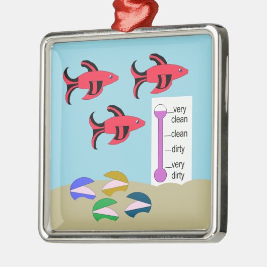 Roter und schwarzer Fisch mit Muscheln: Ornament Aus Metall (Links)