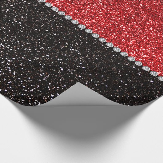 Roter und schwarzer Glitter Geschenkpapier (Ecke)