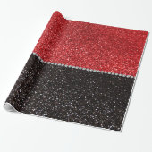Roter und schwarzer Glitter Geschenkpapier (Ungerollt)