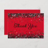 Roter und Schwarzer Glitzer 50. Geburtstag Dankeskarte (Vorne/Hinten)