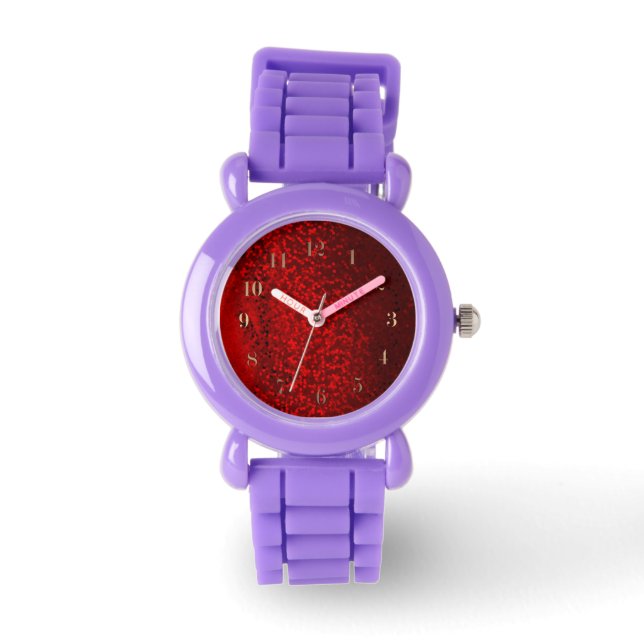 Roter und schwarzer Glitzer Armbanduhr (Vorderseite)