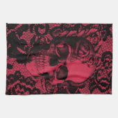 Roter und schwarzer gotischer Spitzeschädel Handtuch (Horizontal)