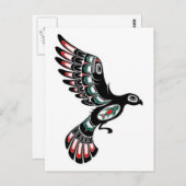 Roter und schwarzer Haida-Geist-Vogel, weiß Postkarte (Vorne/Hinten)