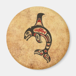 Roter und Schwarzer Haida Spirit Killer Whale Magnet