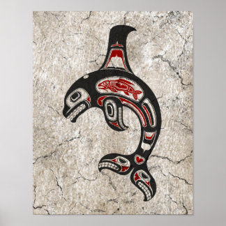 Roter und Schwarzer Haida Spirit Killer Whale Poster