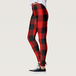 Roter und schwarzer Holzfäller-Flanell-kariertes Leggings
