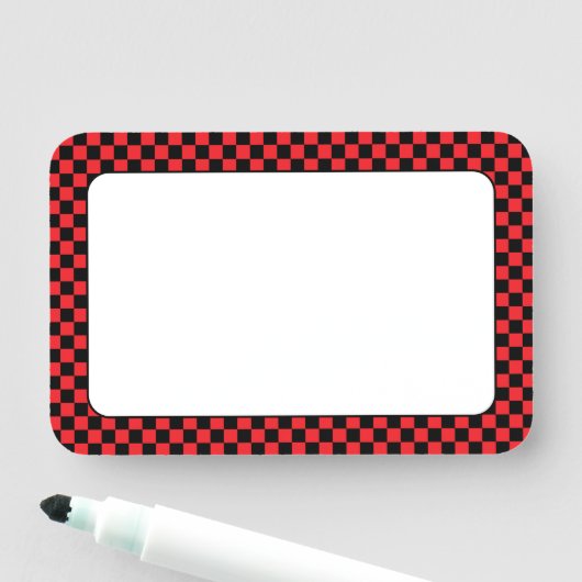 Roter und schwarzer Karo 3x2 Namensschild (Beispiel)