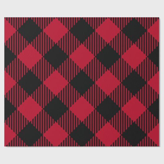 Roter und schwarzer Karo-Büffel-kariertes Muster Geschenkpapier (Flach)