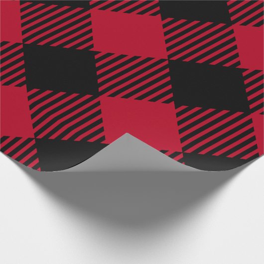 Roter und schwarzer Karo-Büffel-kariertes Muster Geschenkpapier (Ecke)