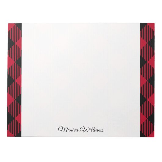 Roter und schwarzer Karo-Büffel-kariertes Muster Notizblock (Vorderseite)