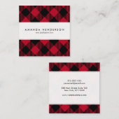 Roter und schwarzer Karo-Büffel-kariertes Muster Quadratische Visitenkarte (Vorne/Hinten)