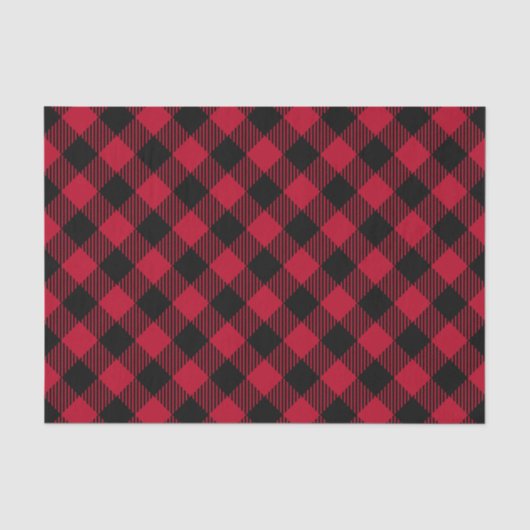 Roter und schwarzer Karo-Büffel-kariertes Muster Seidenpapier (Vorderseite)