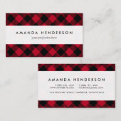 Roter und schwarzer Karo-Büffel-kariertes Muster Visitenkarte (Vorne/Hinten)