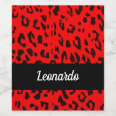 Roter und schwarzer Leopardendruck Weinetikett (Einzelnes Label)