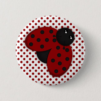 Roter und schwarzer Marienkäfer Button