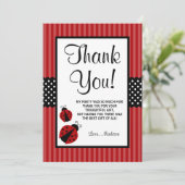 Roter und schwarzer Marienkäfer-gestreifter Dankeskarte (Stehend Vorderseite)