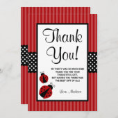 Roter und schwarzer Marienkäfer-gestreifter Dankeskarte (Vorne/Hinten)