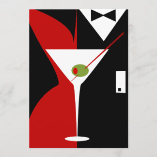 Roter und schwarzer Martini-Cocktail Einladung