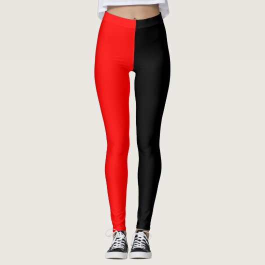 Roter und schwarzer Narr Leggings (Vorderseite)