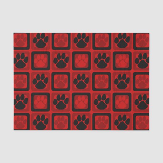 Roter und schwarzer Pawprint Seidenpapier (Vorderseite)