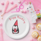 Roter und schwarzer Pinguin-Geburtstag Pappteller (Party)