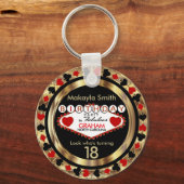 Roter und Schwarzer Poker Chip Geburtstag - Persön Schlüsselanhänger (Vorderseite)