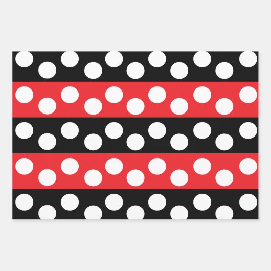 Roter und schwarzer Polka-Dot Geschenkpapier Set (Vorderseite)