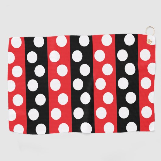 Roter und schwarzer Polka-Dot Golfhandtuch (Horizontal)